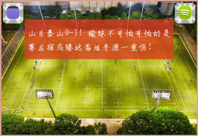 山东泰山0-1！输球不可怕可怕的是赛后宿茂臻这番话李源一重伤！